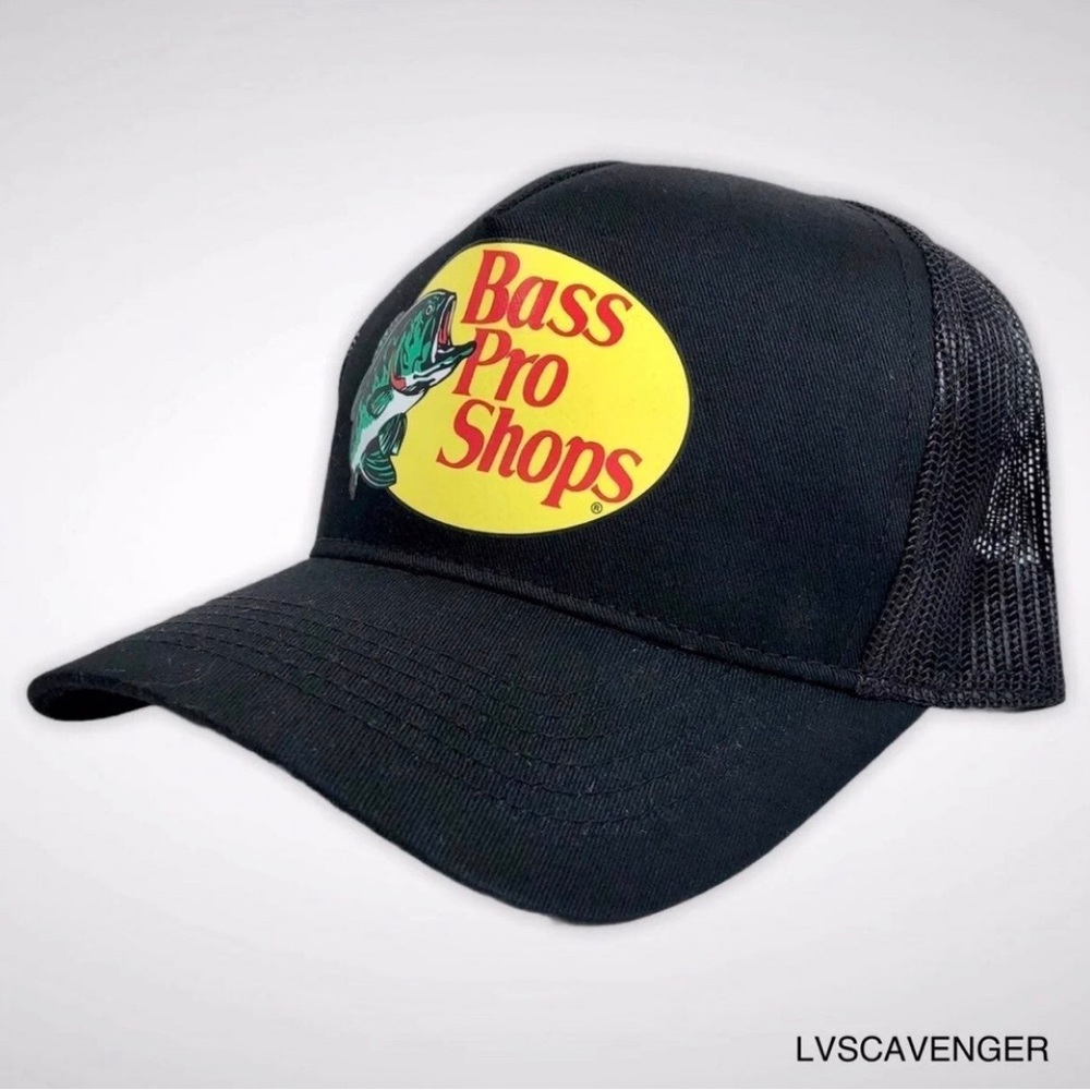 Bass Pro Shop Printed BLACK Trucker Hat!